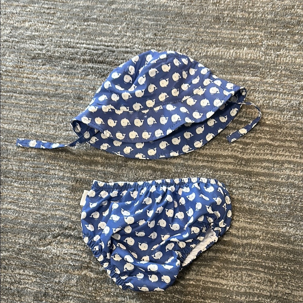 Tahari Blue and White Swim Hat and swim diaper